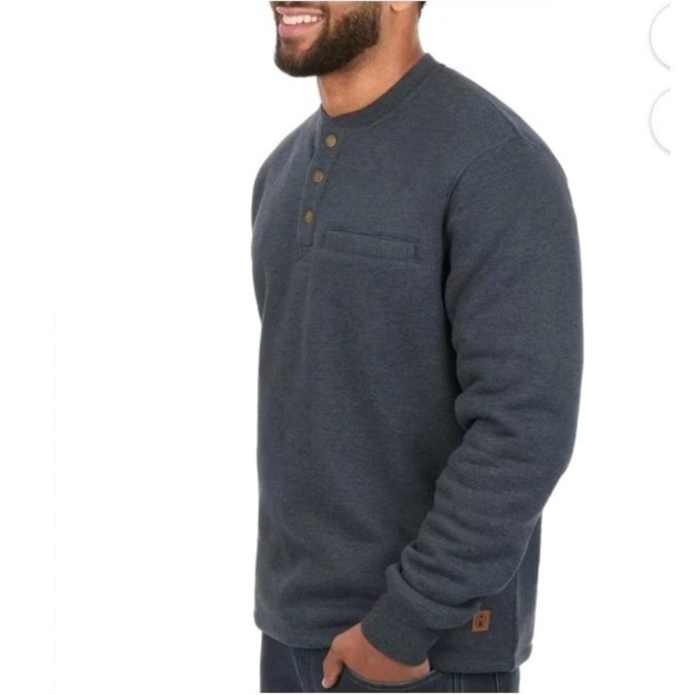 Coleman Sherpa Fleece Lined Henley Thermal  Work Shirt Snaps Pocket‎ Mens Large